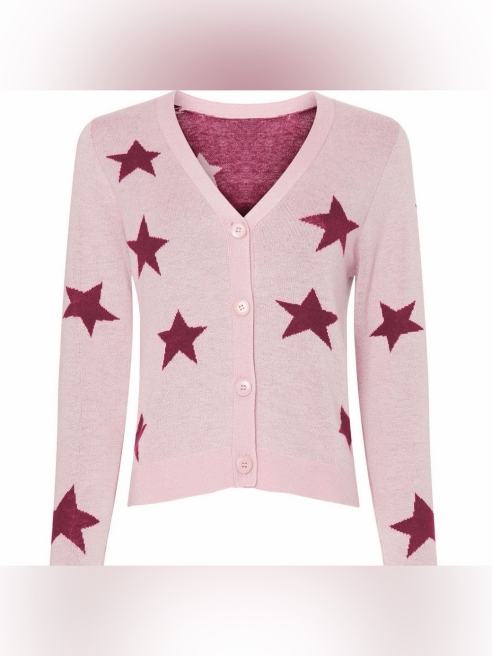 Splendid Pink Star Celestine Cardigan - Color: Pink/Maroon, Size: S